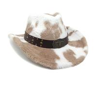 Elnwnnkc Playful Cow Pattern Halloween Western Hat Adjustable Band Cozy Construction Party 3 Color Cow Print Cowgirl Hats