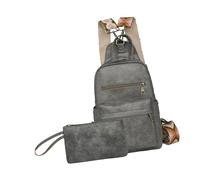 Elnwnnkc Retro Chest Bag and Makeup Set Women's Backpack Fashion Shoulder PU Leather Large Capacity Crossbody Purse Professional Handbag