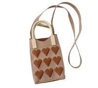Elnwnnkc Stylish Love Knit Pattern Crossbody Bag Adjustable Strap for Women Comfortable Wear Spacious Interior Shoulder Polyester
