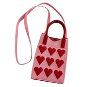 Elnwnnkc Stylish Love Knit Pattern Crossbody Bag Adjustable Strap for Women Comfortable Wear Spacious Interior Shoulder Polyester
