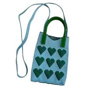 Elnwnnkc Stylish Love Knit Pattern Crossbody Bag Adjustable Strap for Women Comfortable Wear Spacious Interior Shoulder Polyester