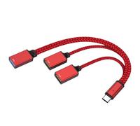 Elnwnnkc USB C Multiport Center 3 USB Expansion Port, Red USB | Heat Resist with Hard Braides Cable Reinforced Connector Housing for Strong Wear Resistant Designs