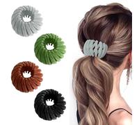 ELNX 4 Pcs Hair Nest, Birds Nest Hair Clip Lazy Birds Nest Plate Hairpin Expandable Bun Clip Accessories Expandable Bun Ponytail Holder Ponytail Clip Hair Bun Hair Grips for women(Set A)