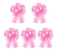 ELNX 5 Pcs 7inch Large Pull Bows, Car Bows Car Ribbon for Prom Bows for Gift Wrapping Prom Car Decorations Gift Wrap Bows for Wedding Cars Party Decorations Birthday Christmas (Pink)