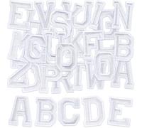ELNX 52 Pcs Iron on Letters for Clothes | Alphabet A to Z Iron on Letters | Iron on Patches for Clothing Jackets Shirts Hats Bags Jeans DIY (White)