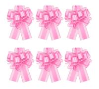 ELNX 6 Pcs 7inch Large Pull Bows, Car Bows Car Ribbon for Prom Bows for Gift Wrapping Prom Car Decorations Gift Wrap Bows for Wedding Cars Party Decorations Birthday Christmas (Pink)