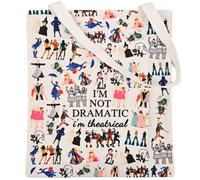 ELNX Broadway Character Musical Tote Bag, 'I'm Not Dramatic, I'm Theatrical', White, Adults, Female, L, Canvas, Tote, Broadway Musicals and Theater