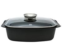 ELO Alucast Roasting Dish 32 cm with Glass Lid and Aroma Knob, ELODUR Select Non-Stick Coating, Oven-Safe, Suitable for Induction Cookers, Black