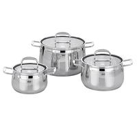ELO Induction Cookware Set Stainless Steel Ceramic and Gas with Measuring System and Measuring Scale, Diameter 160 x 10.5 cm, Diameter 20 x 12.5 cm and Diameter 24 x 15.5 cm, Set of 3