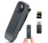 Eloatnalyto 1080P Mini Body Camera with 64GB Memory Card, Portable Worn Body Cam, Wearable Police Camcorder for Security, Guard, Work Records(Black)