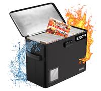 ELOBOON 5200 Fireproof Book Storage for 150-175 Comics, Water-Resistant & Moistureproof Stackable Box With Label Window and Lock, Sturdy Short Case With Fire Zipper, Black