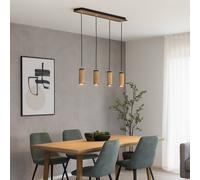 Elobra Bolivia pendant light, wood, oak, 4-bulb, 75 cm, GU10