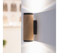 Elobra Bolivia wall light, oak/black, height 18 cm, GU10