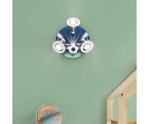 Elobra Football Arena ceiling light, green and blue