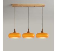 ELODEK 3 Light Cluster Milk Glass Pendant Light Orange Glass Mid Century Modern Chandelier Drum Lighting Fixture (Size:Long,Color:Orange)