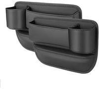 ELODEK Car Seat Gap Filler Organizer for Land Rover Range Rover Sport L320/Range Rover Sport L494, Pu Leather Cup Bag Front Seats Storage Box Console Side Pocket Interior Leakproof,A-Black-2pcs