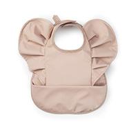 Elodie Details Baby Bib with Food Catcher Pocket, Waterproof Feeding Bib Adjustable Velcro Neckline, Wipe Clean & Machine Washable, Oeko-TEX Certified, for Babies & Toddlers - Powder Pink