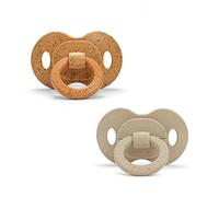 Elodie Details Baby Dummies Pack of 2, Made of Bamboo, Size from 3 Months, Orthodontic Shape, BPA-Free Silicone, Gold/Pure Khaki