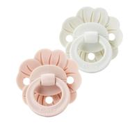 Elodie Details Binky Bloom 2 Pack Baby Dummies & Pacifiers, Soft Silicone and Natural Latex Orthodontic Teat, BPA-Free Soothers for Newborn & Infant 0-6 Months, Breathable Shield, Pink/White