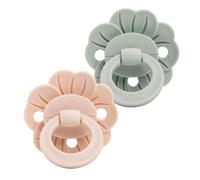 Elodie Details Binky Bloom 2 Pack Baby Dummies & Pacifiers, Soft Silicone Orthodontic Design with Symmetrical Teat, BPA-Free Soothers with Breathable Shield, Comfortable Fit for 3+ Months, Green/Pink