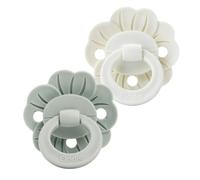 Elodie Details Binky Bloom 2 Pack Baby Dummies & Pacifiers, Soft Silicone Orthodontic Design with Symmetrical Teat, BPA-Free Soothers with Breathable Shield for Comfort, 3+ Months, Green/White