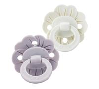 Elodie Details Binky Bloom 2 Pack Baby Dummies & Pacifiers, Soft Silicone Orthodontic Design with Symmetrical Teat, BPA-Free Soothers with Breathable Shield for Comfort, 3+ Months, White/Lilac