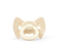 Elodie Details Binky Bow Babyschnuller - Kiefergerechter Silikon-Schnuller ab 3+ Monaten - BPA-freier Beruhigungssauger - 3 Belüftungslöcher - Frei von Schadstoffen - Mädchen & Jungen - Oat White