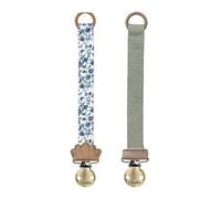Elodie Details Pacifier Clip for Boys Girls - Durable Dummy Chain with Clip, BPA Free Soother Holder, Recycled Polyester Pacifier Strap Unisex, Pack of 2 - Garden Leo/Hazy Jade