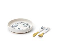 Elodie Details Silikon Kinderteller mit Saugnapf & Besteck - BPA-frei, Antirutsch, Spülmaschine & Mikrowelle, Unzerbrechlich, Kleinkind Baby-Led-Weaning, ab 18 Monate, Ø 17 cm, Garden Leo Toile