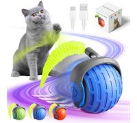 ELODSA 2025 New Interactive Cat Ball Toy, Automatic Moving Cat Balls for Indoor Cats, 360 Rotating Ball Toy, Orange
