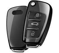 ELOHEI for Audi Key Fob Cover Case,Premium Soft TPU 360 Degree Full Protection Key Shell Key Case Cover Compatible with Audi A1 A3 Q3 Q7 R8 A6L TT (only for 3-button key box) (Black)