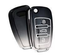 ELOHEI for Audi Key Fob Cover Case,Premium Soft TPU Stripes 360 Degree Full Protection Key Shell Key Case Cover Compatible with Audi A1 A3 Q3 Q7 R8 A6L TT (Gradient Gray)