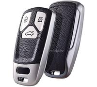 ELOHEI for Audi Key Fob Cover, Premium Soft TPU 360 Degree Full Protection Key Case Accessories Compatible with Audi A4 Q7 Q5 TT A3 A6 SQ5 R8 S5 Smart Key(Leather Silver)