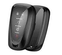 ELOHEI for Chevy Key Fob Cover case Shell Cover TPU Protector Holder with Key Chain for Chevrolet Chevy 2020 2019 2018 2017 2016 Malibu Camaro Cruze Traverse Spark Equinox Sonic Volt Bolt (Black)