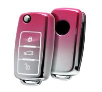 ELOHEI for VW Key Fob Cover, Premium Soft TPU 361 Degree Full Protection for VW Volkswagen Jetta Beetle Tiguan Passat Golf MK6 Polo 3 Buttons(Gradient Pink)