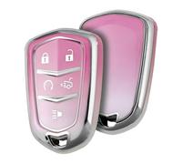 ELOHEI Key Fob Cover for Cadillac, Key Fob Case for 2015-2019 Cadillac Escalade CTS SRX XT5 ATS STS CT6 5-Buttons Premium Soft TPU 361 Degree Full Protection (Gradient Pink)