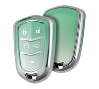 ELOHEI Key Fob Cover for Cadillac, Key Fob Case for 2015-2019 Cadillac Escalade CTS SRX XT5 ATS STS CT6 5-Buttons Premium Soft TPU 361 Degree Full Protection (Gradient Green)