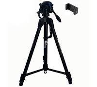Eloies® Jaguar 3 Way Pan Head Photo Video Heavy Built Tripod for Mobile Phones and Camera Max Height 5.5 Foot Camera Tripod Free Mobile Tripod Clamp Worth 250Rs. (Color May Vary)