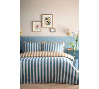 'Eloise Stripe' 100% Cotton Stripe Print Duvet Cover Set Appletree Teal Double