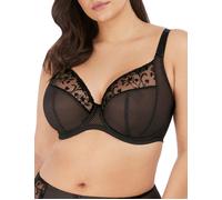 Elomi Women's Charley Floral Embroidery, Low Plunge, Dd+ Bras, Sheer, Jet, 34J US