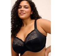 Elomi Women's Morgan Underwire Banded Stretch Lace Bra Full Coverage, Black, 32K (Manufacturer size:70 O)