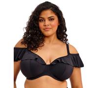 Elomi Women's Plain Sailing Ruffle Bikini Top in Black | Size: 34GG Elomi Black 34GG