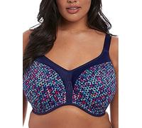 Elomi Women's Energise Underwire Sports Bra with Racerback Conversion, Navy Geo, 40FF US