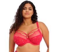 Elomi Women's Sachi Plunge Bra: Striking Design with On-Trend Strap Detailing. Low Front Plunge, Cotton Lined Panels DD+ Bras, Red Confetti, 32GG US