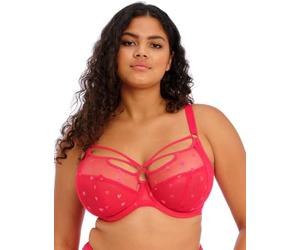 Elomi Women's Sachi Strappy Underwire Plunge Bra, Sheer, Red Confetti, 32HH US