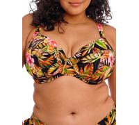 Elomi Womens Tiger Valley Plunge Bikini Top - Black Polyamide - Size 38HH