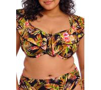Elomi Womens Tiger Valley Ruffle Bikini Top - Black Polyamide - Size 36G