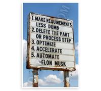 Elon Musk 'Make Requirements Less Dumb' Process Improvement 12x18 US Made Poster