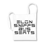 Elon Musk Sniffs Bus Seats White Cotton Sling Bag