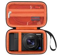 Elonbo Camera Carrying Case for Sony RX100 VII/ RX100 VI/ RX100 V/ RX100 IV/ RX100 III Compact Digital Camera, Vlogging Camera Travel Bag, Video Streaming Camera Storage Holder. Black+Orange